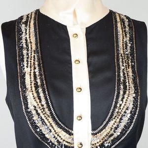 Rachel Roy Black Silk Dress with White Collar